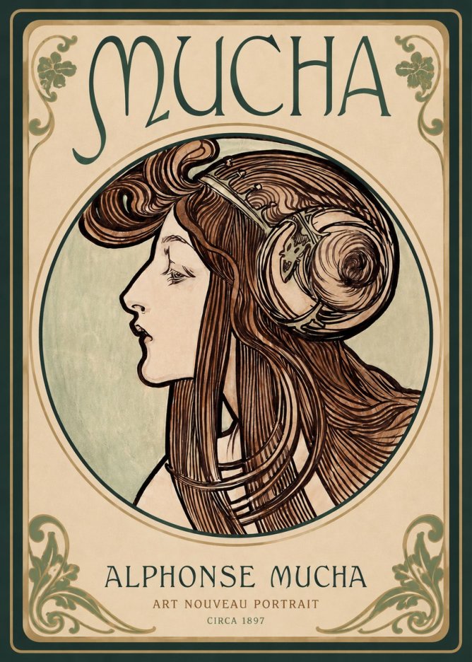 Mucha Art Nouveau Portrait II No2 - Poster