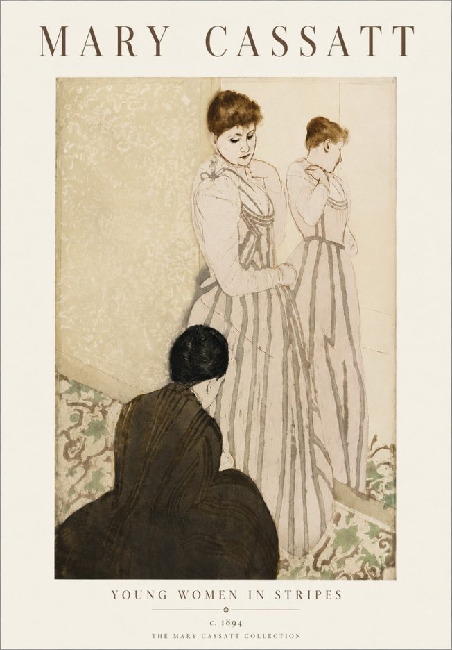 Mary Cassatt Young Women in Stripes No6 - Poster