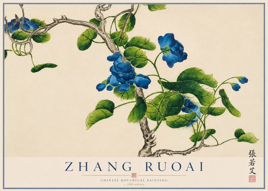 Zhang Ruoai Blue Morning Glories No1 - Poster