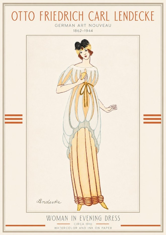 Otto Friedrich Carl Lendecke Woman in Evening Dress No3 - Poster