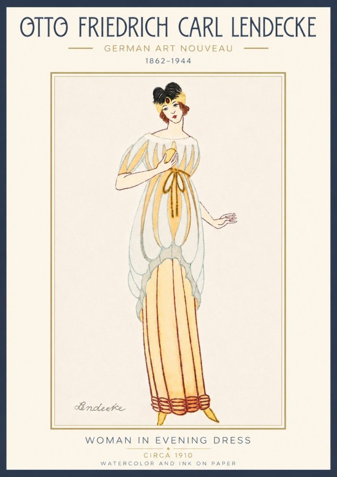 Otto Friedrich Carl Lendecke Woman in Evening Dress No4 - Poster
