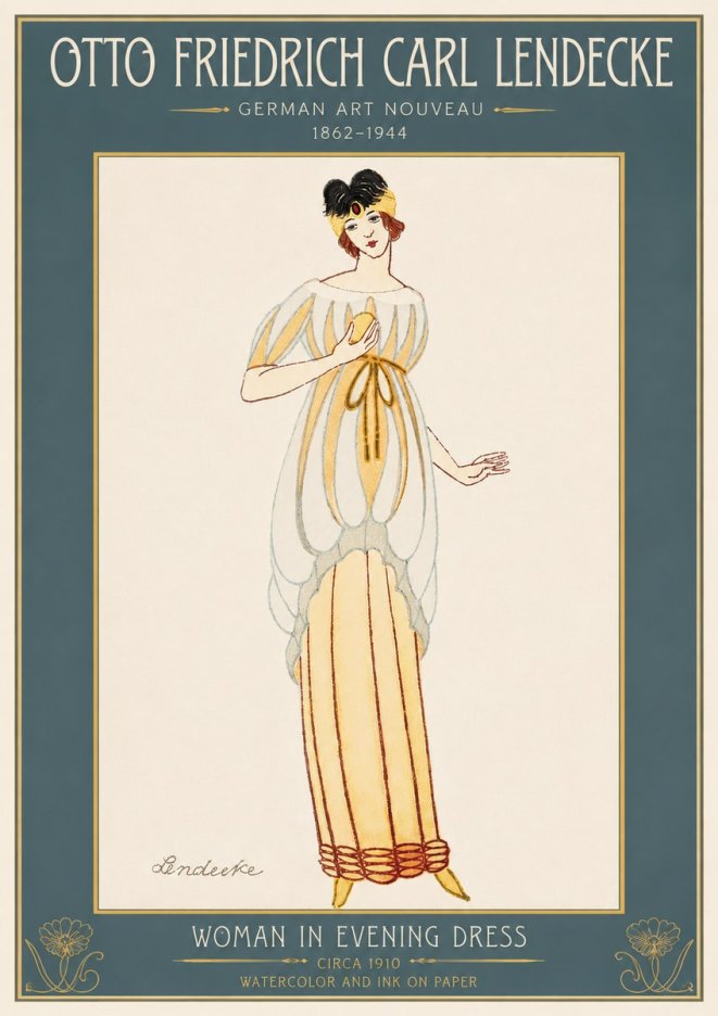 Otto Friedrich Carl Lendecke Woman in Evening Dress No6 - Poster