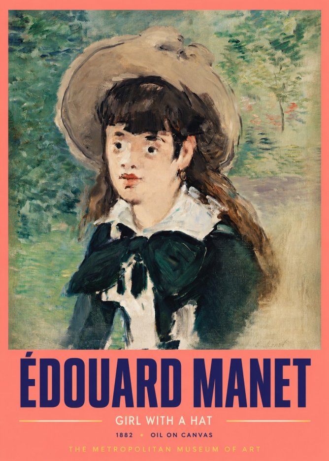 Édouard Manet Girl with a Hat No2 - Poster