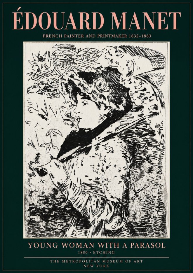 Édouard Manet Young Woman with a Parasol No3 - Poster