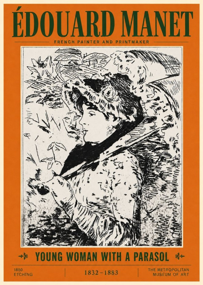 Édouard Manet Young Woman with a Parasol No5 - Poster