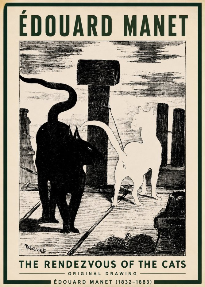 Édouard Manet The Rendezvous of the Cats No3 - Poster