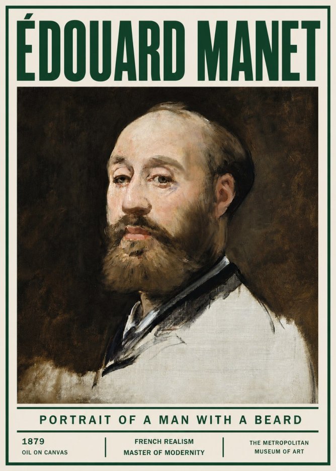Édouard Manet Portrait of a Man with a Beard No4 - Poster