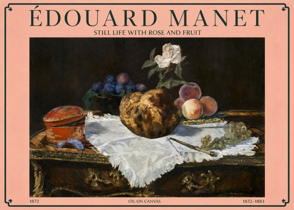 Édouard Manet Still Life with Rose and Fruit No3 - Poster