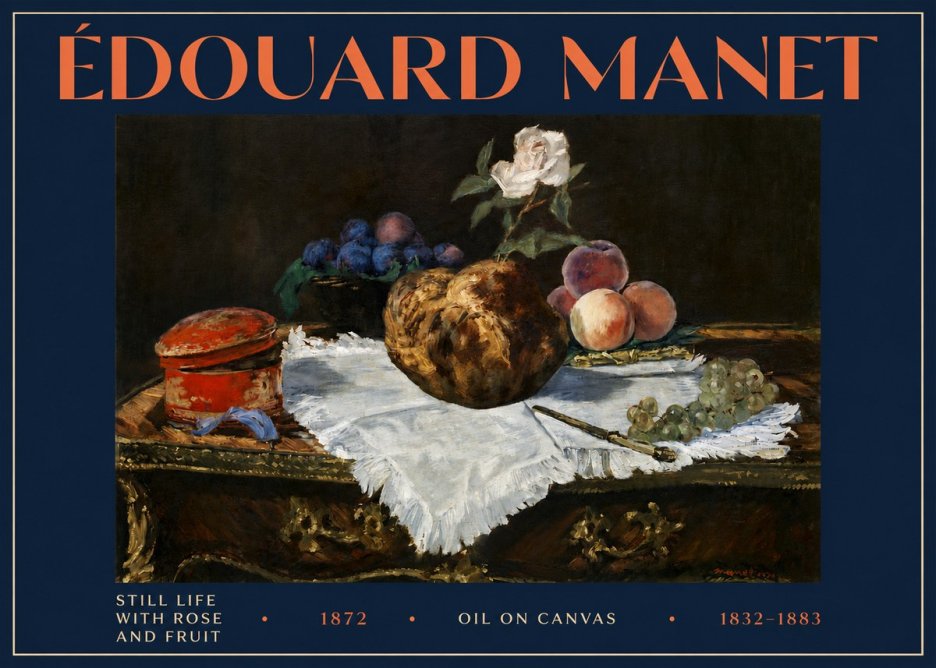 Édouard Manet Still Life with Rose and Fruit No4 - Poster