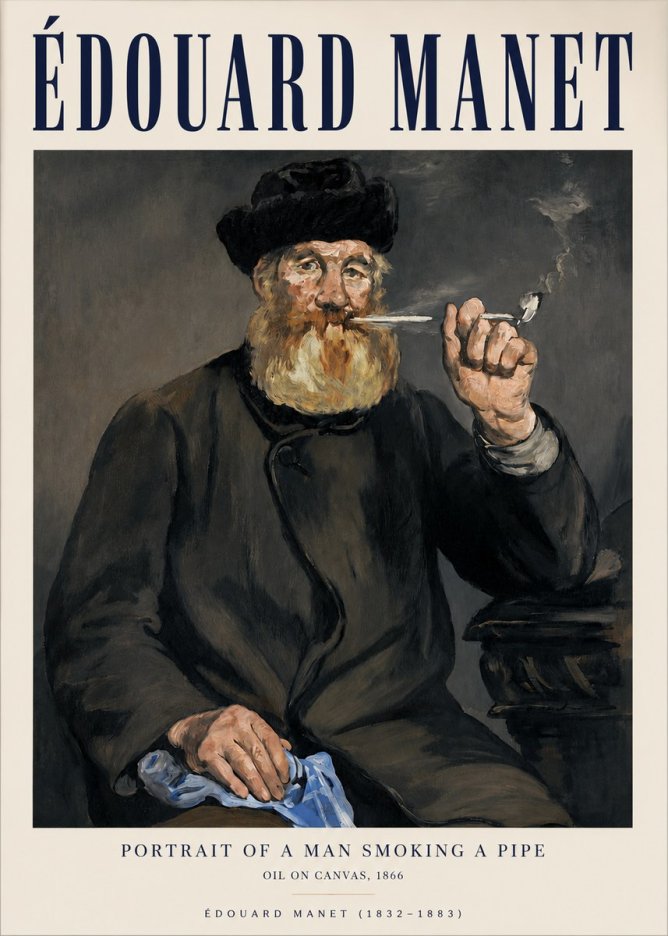 Édouard Manet Portrait of a Man Smoking a Pipe No3 - Poster