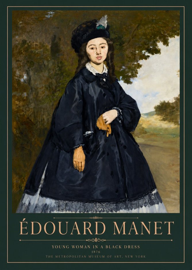 Édouard Manet Young Woman in a Black Dress No3 - Poster