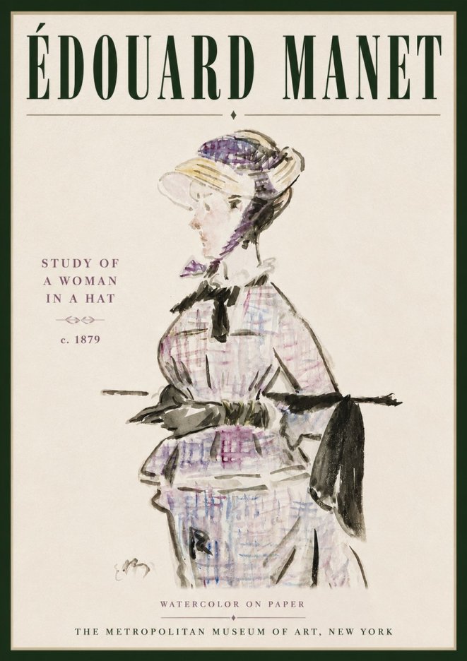 Édouard Manet Study of a Woman in a Hat No5 - Poster