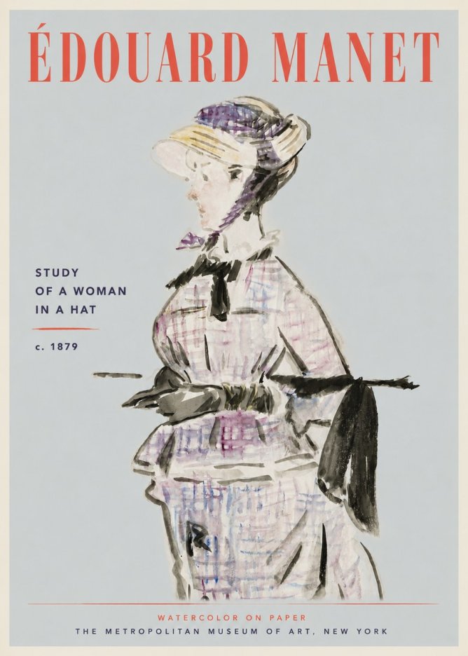Édouard Manet Study of a Woman in a Hat No6 - Poster