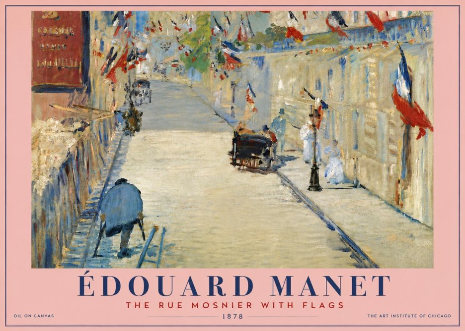 Édouard Manet The Rue Mosnier with Flags No6 - Poster