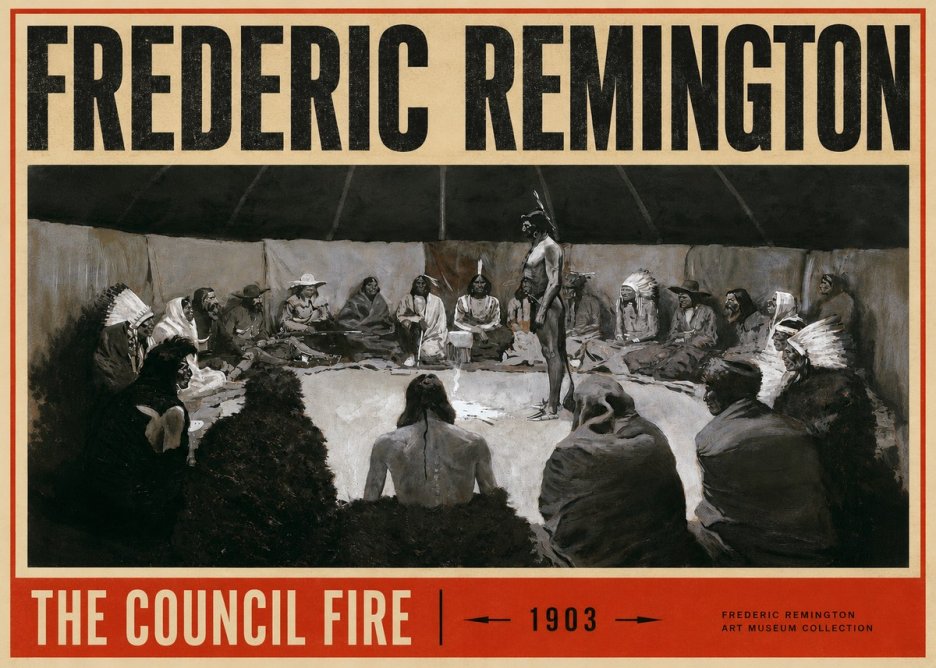 Frederic Remington The Council Fire II No4 - Poster