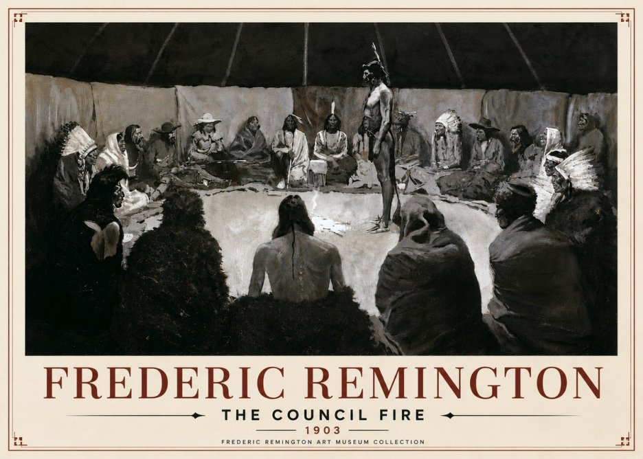 Frederic Remington The Council Fire II No6 - Poster