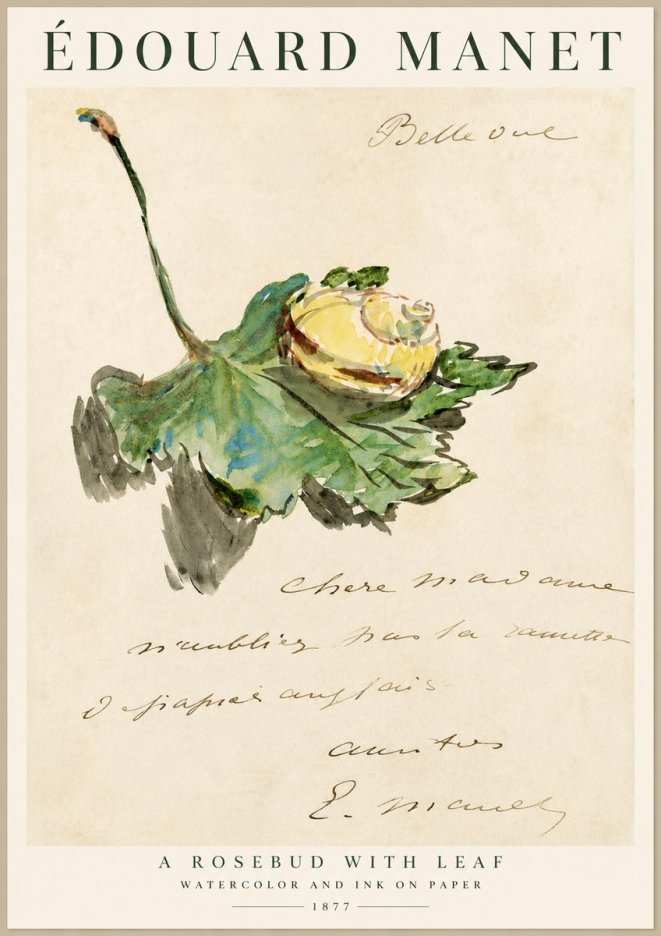 Édouard Manet A Rosebud with Leaf No1 - Poster
