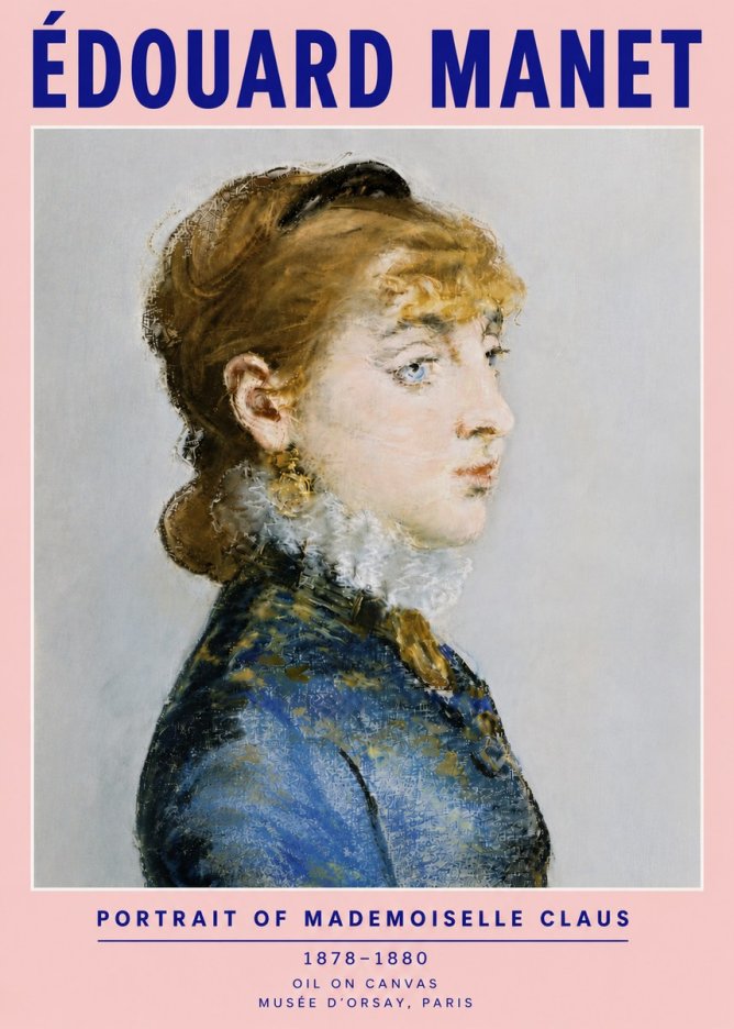 Édouard Manet Portrait of Mademoiselle Claus No6 - Poster