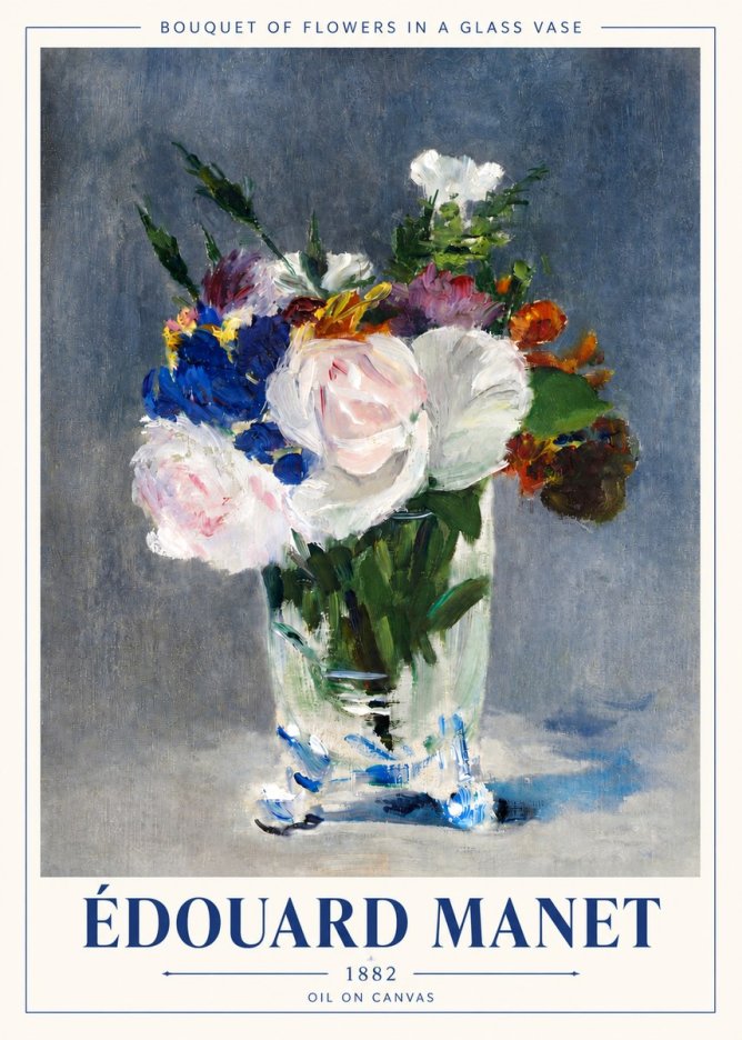 Édouard Manet Bouquet of Flowers in a Glass Vase No4 - Poster