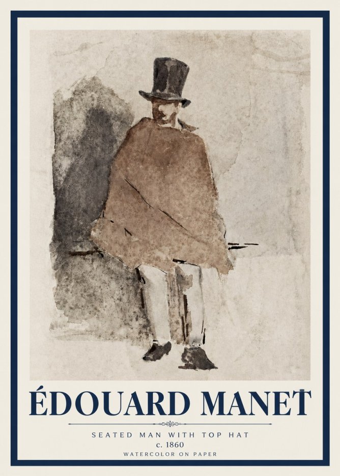 Édouard Manet Seated Man with Top Hat No3 - Poster