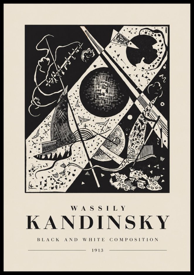 Kandinsky Black and White Composition No1 - Poster