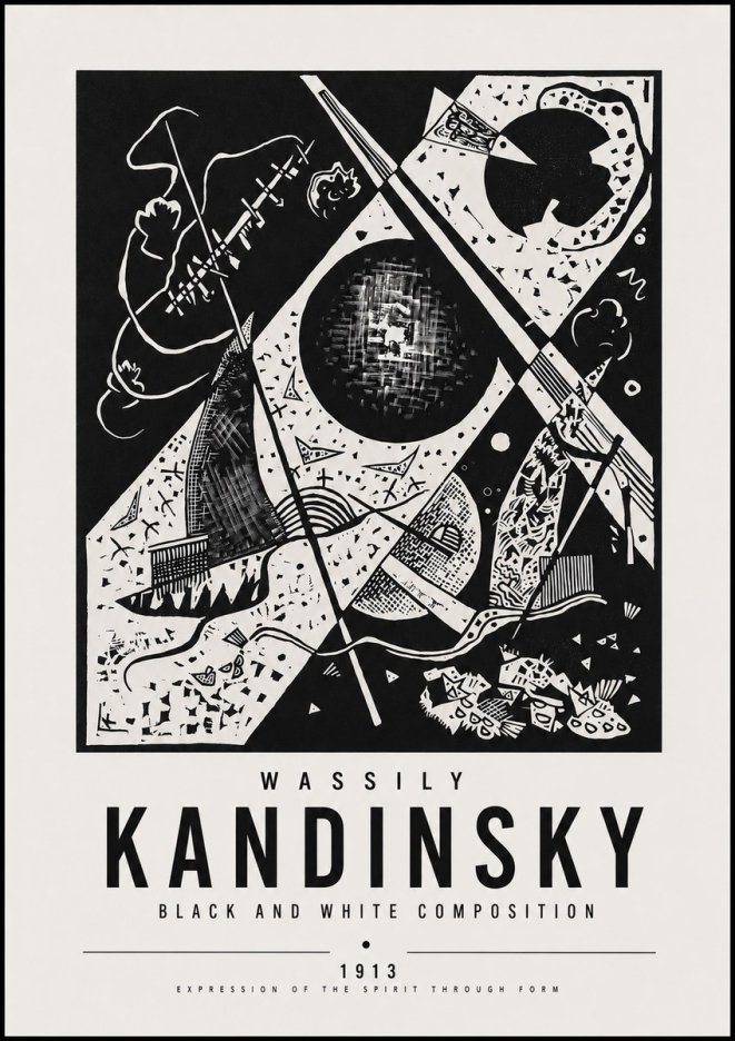 Kandinsky Black and White Composition No5 - Poster