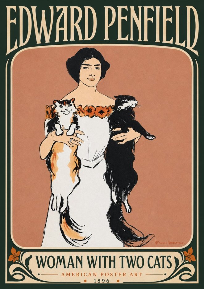 Edward Penfield Woman with Two Cats No5 - Poster