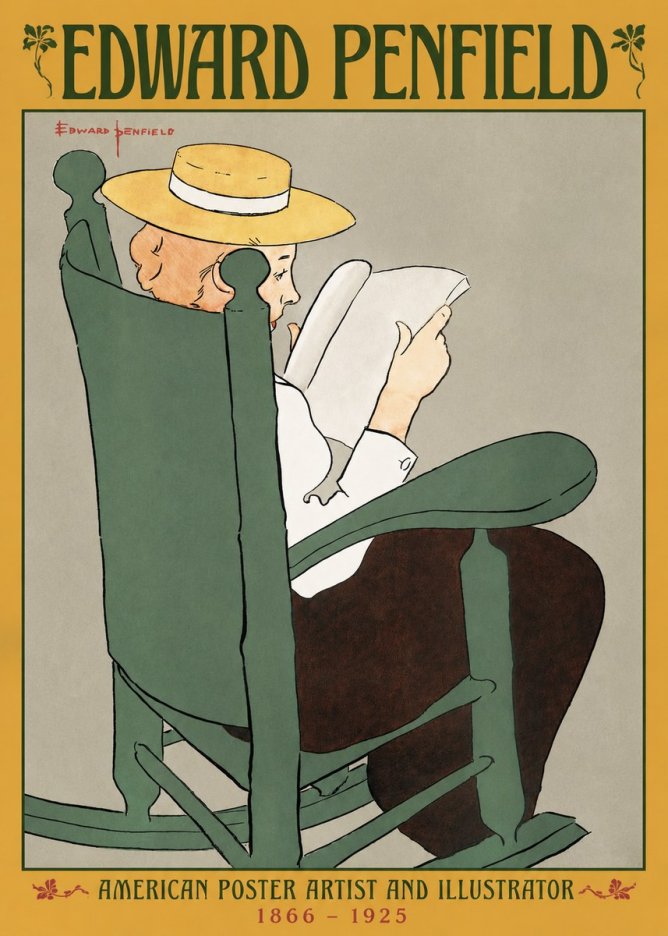 Edward Penfield Reading Woman in a Rocking Chair No3 - Poster