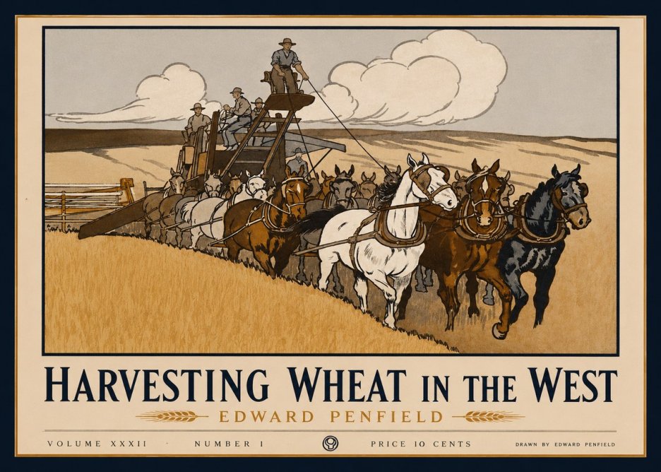 Edward Penfield Harvesting Wheat in the West No1 - Poster