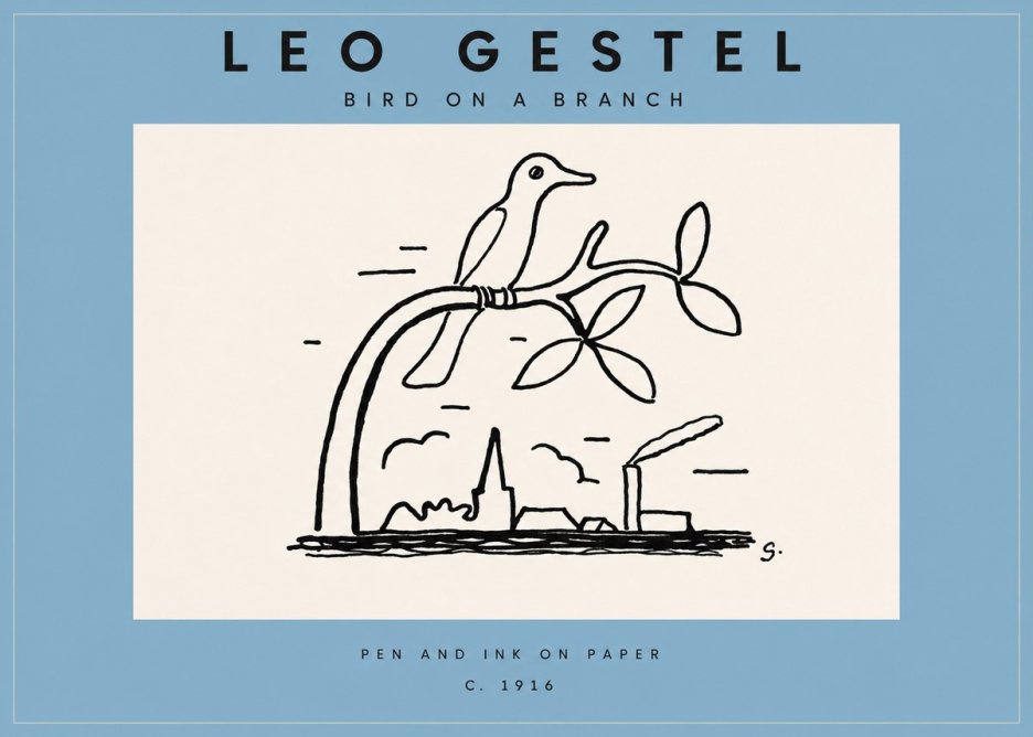 Leo Gestel Bird on a Branch No3 - Poster