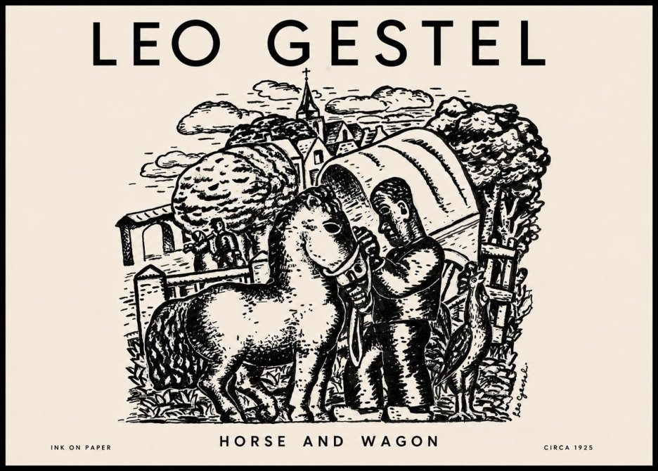 Leo Gestel Horse and Wagon No4 - Poster