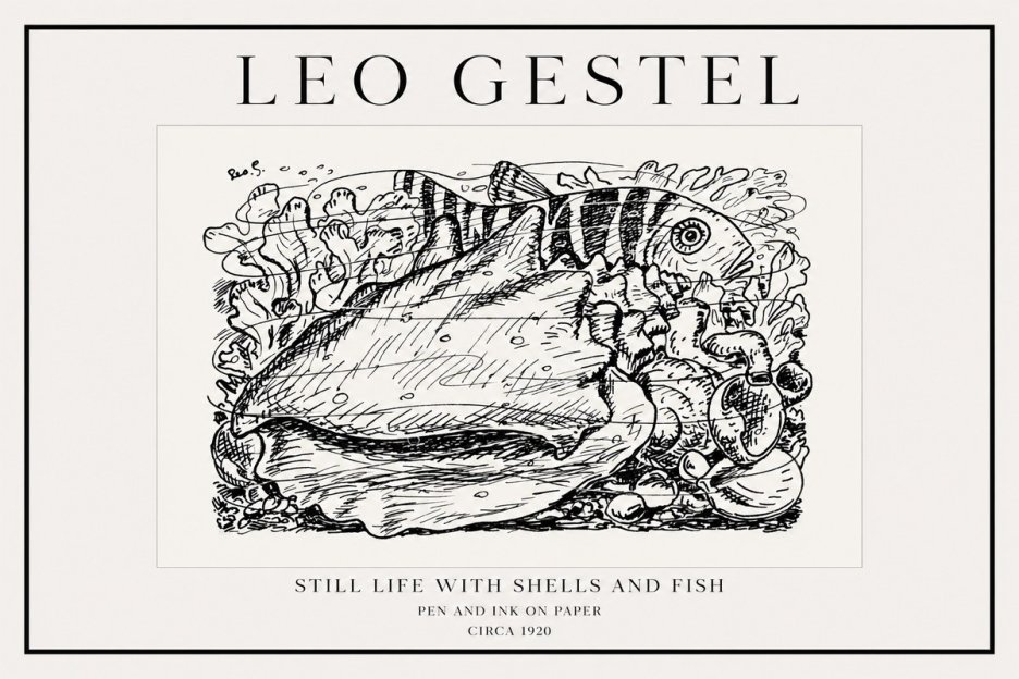 Leo Gestel Still Life with Shells and Fish No1 - Poster