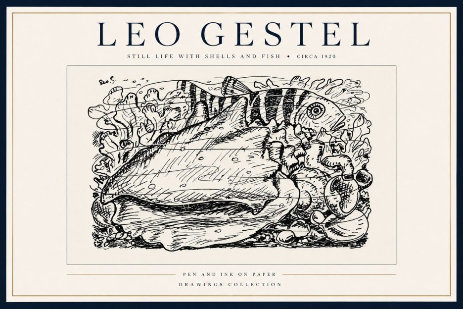 Leo Gestel Still Life with Shells and Fish No3 - Poster