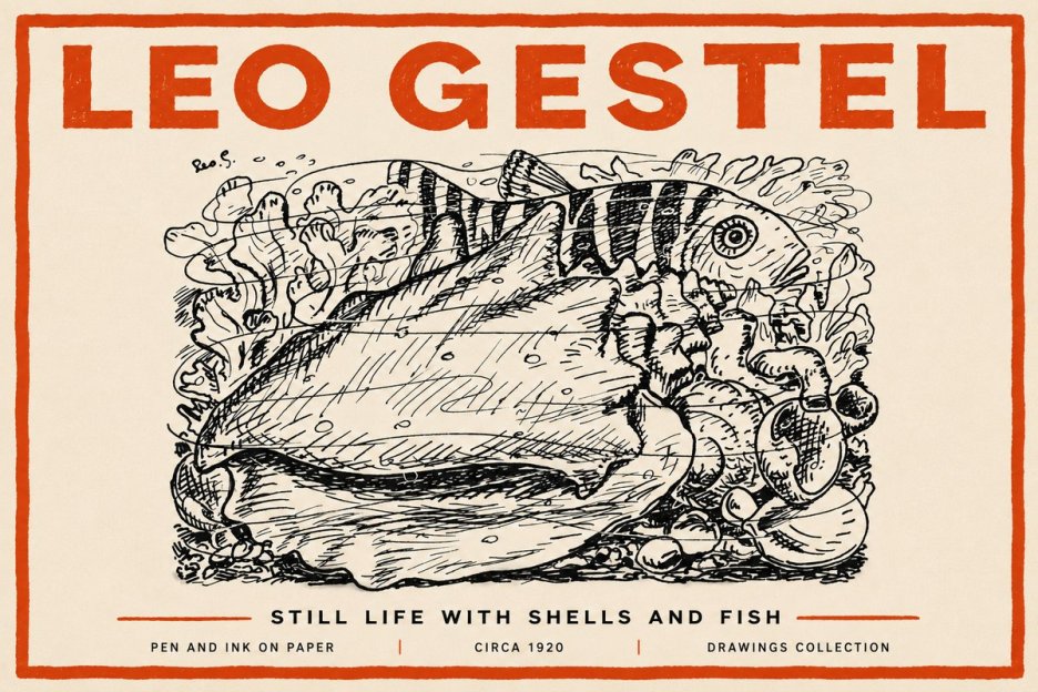 Leo Gestel Still Life with Shells and Fish No4 - Poster