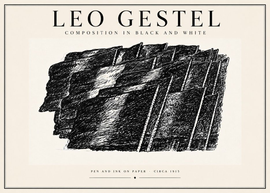 Leo Gestel Composition in Black and White No4 - Poster