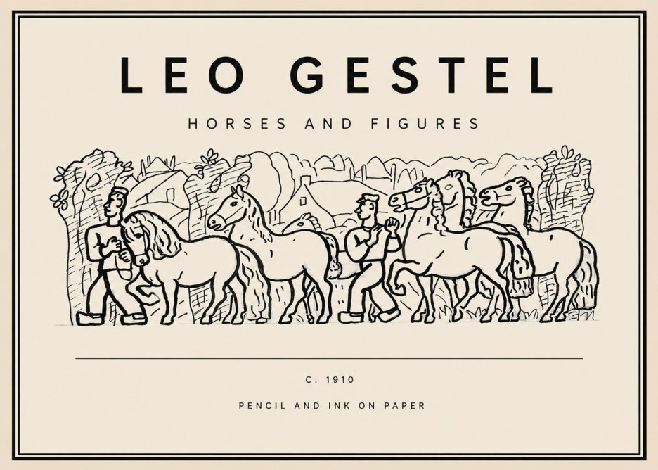 Leo Gestel Horses and Figures No3 - Poster