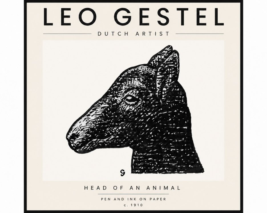 Leo Gestel Head of an Animal No4 - Poster