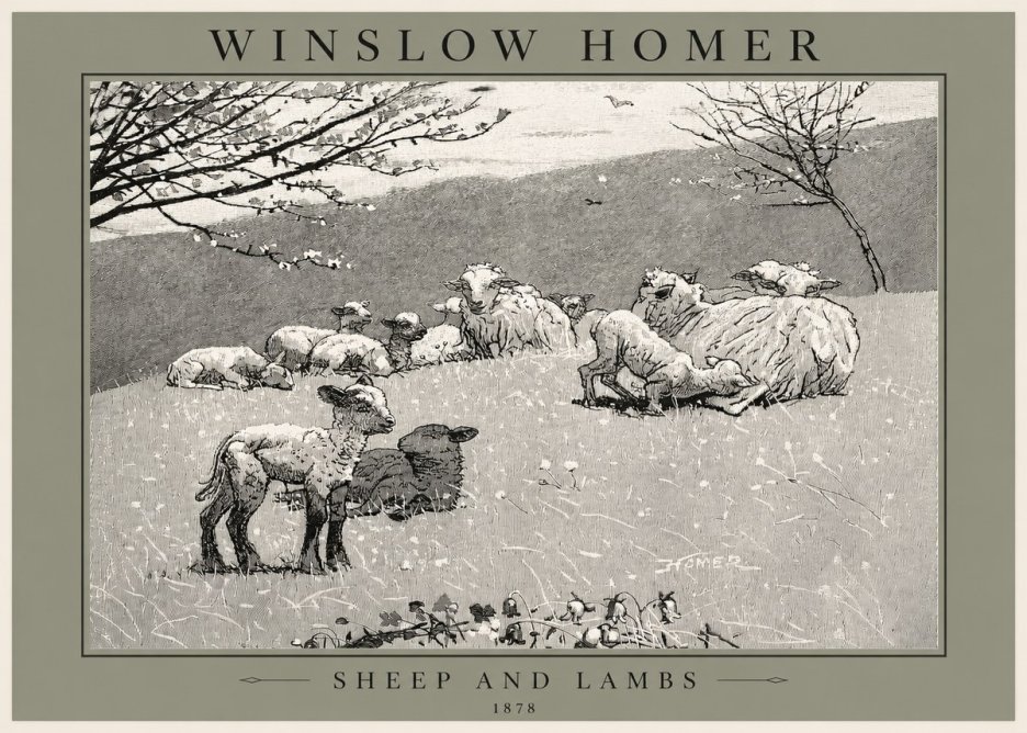 Winslow Homer Sheep and Lambs No2 - Poster