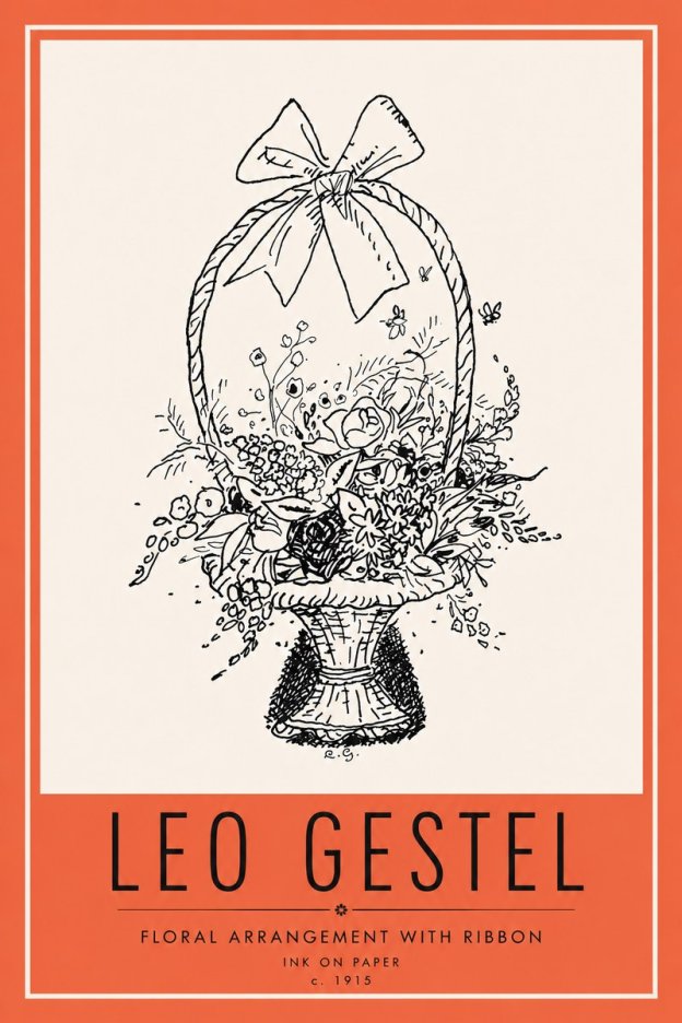 Leo Gestel Floral Arrangement with Ribbon No6 - Poster