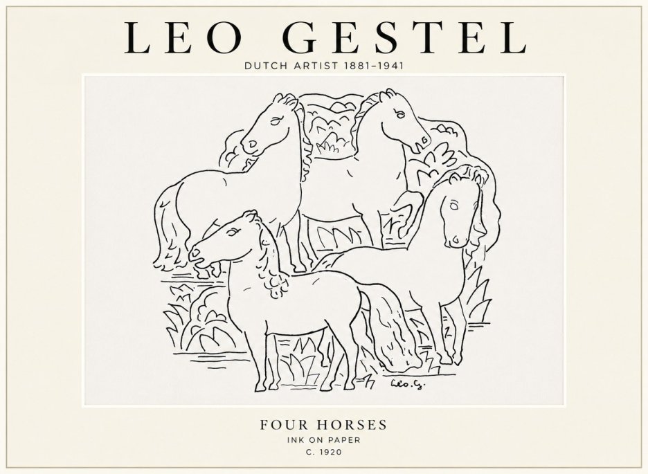 Leo Gestel Four Horses No1 - Poster