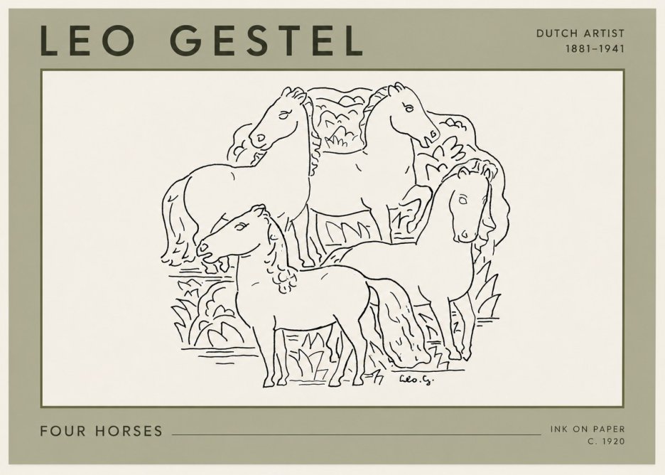 Leo Gestel Four Horses No3 - Poster