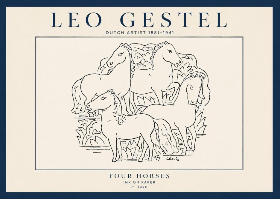 Leo Gestel Four Horses No5 - Poster