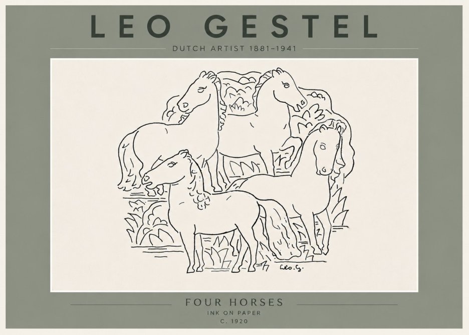 Leo Gestel Four Horses No6 - Poster