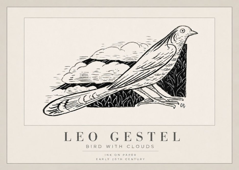 Leo Gestel Bird with Clouds No3 - Poster