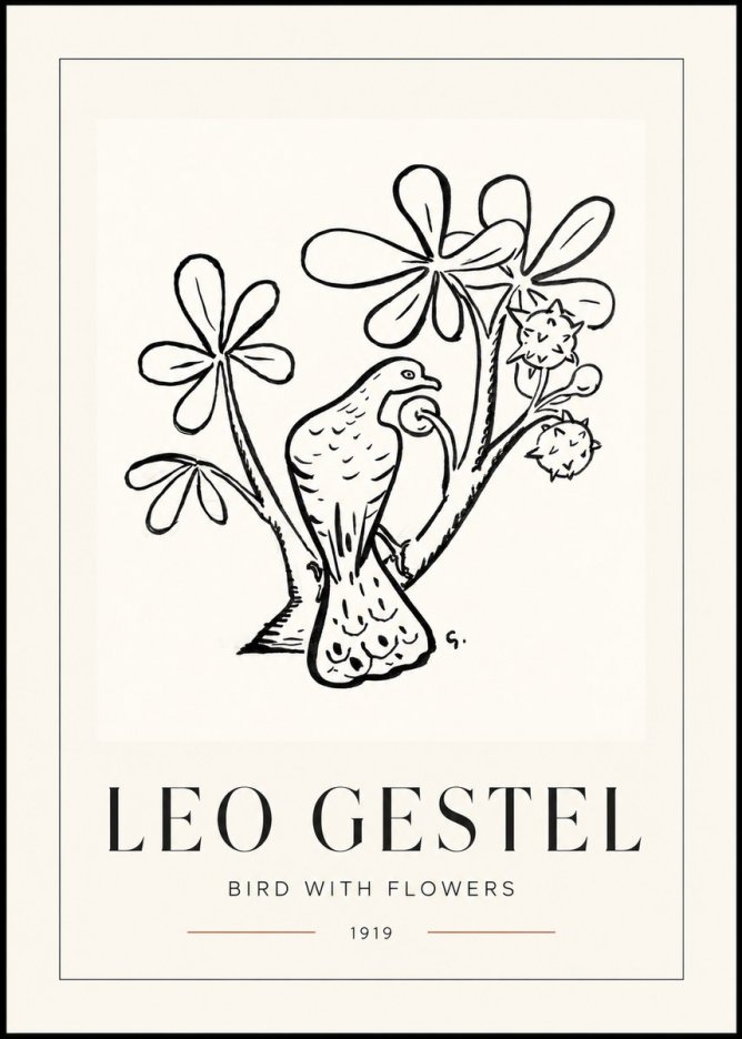 Leo Gestel Bird with Flowers No1 - Poster