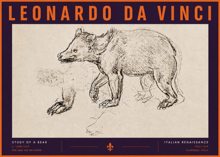 Leonardo da Vinci Study of a Bear No6 - Poster