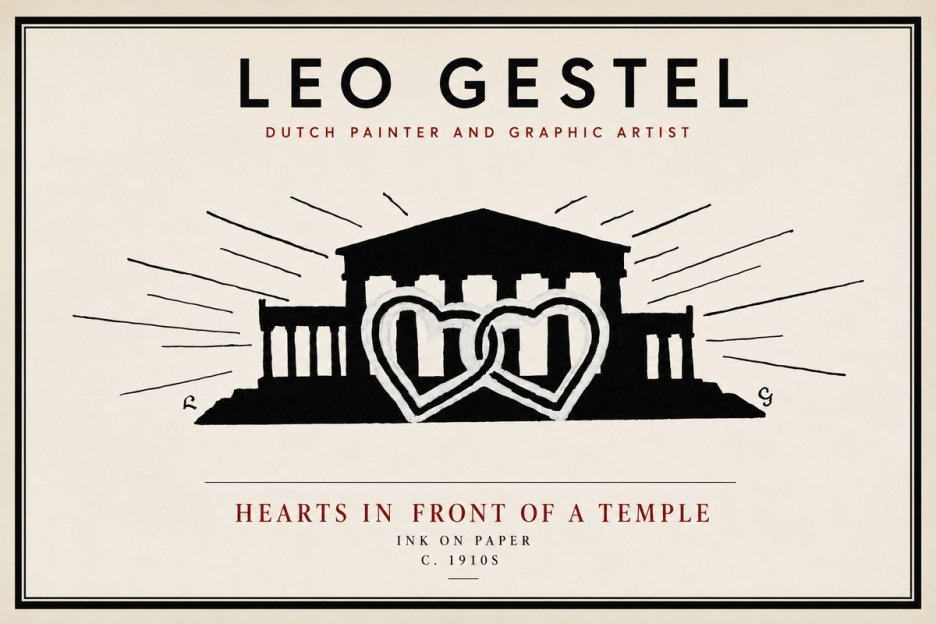 Leo Gestel Hearts in Front of a Temple No4 - Poster