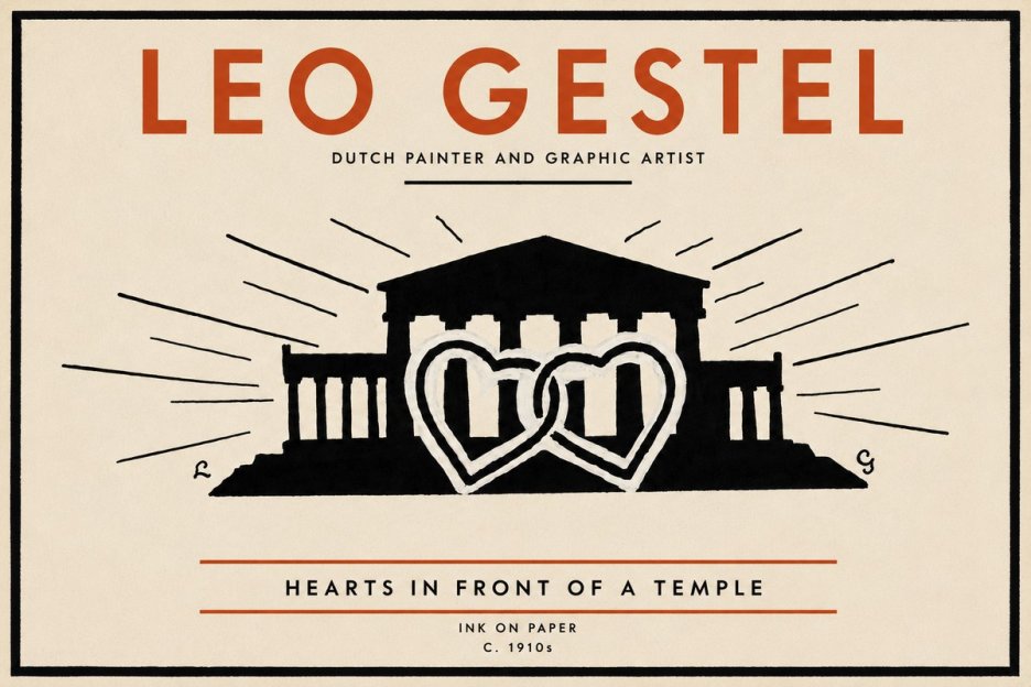 Leo Gestel Hearts in Front of a Temple No5 - Poster
