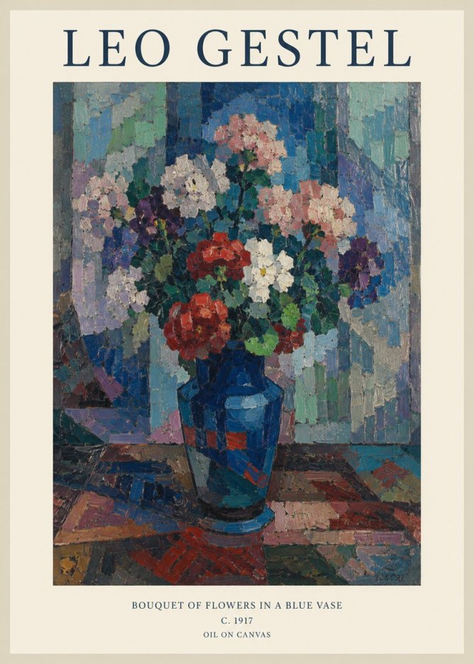 Leo Gestel Bouquet of Flowers in a Blue Vase No1 - Poster
