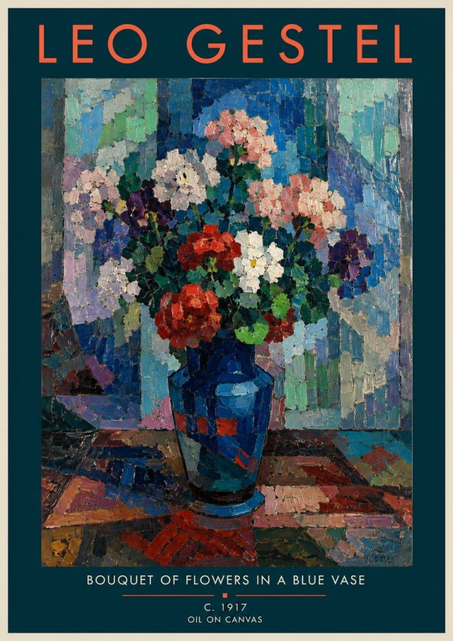 Leo Gestel Bouquet of Flowers in a Blue Vase No2 - Poster